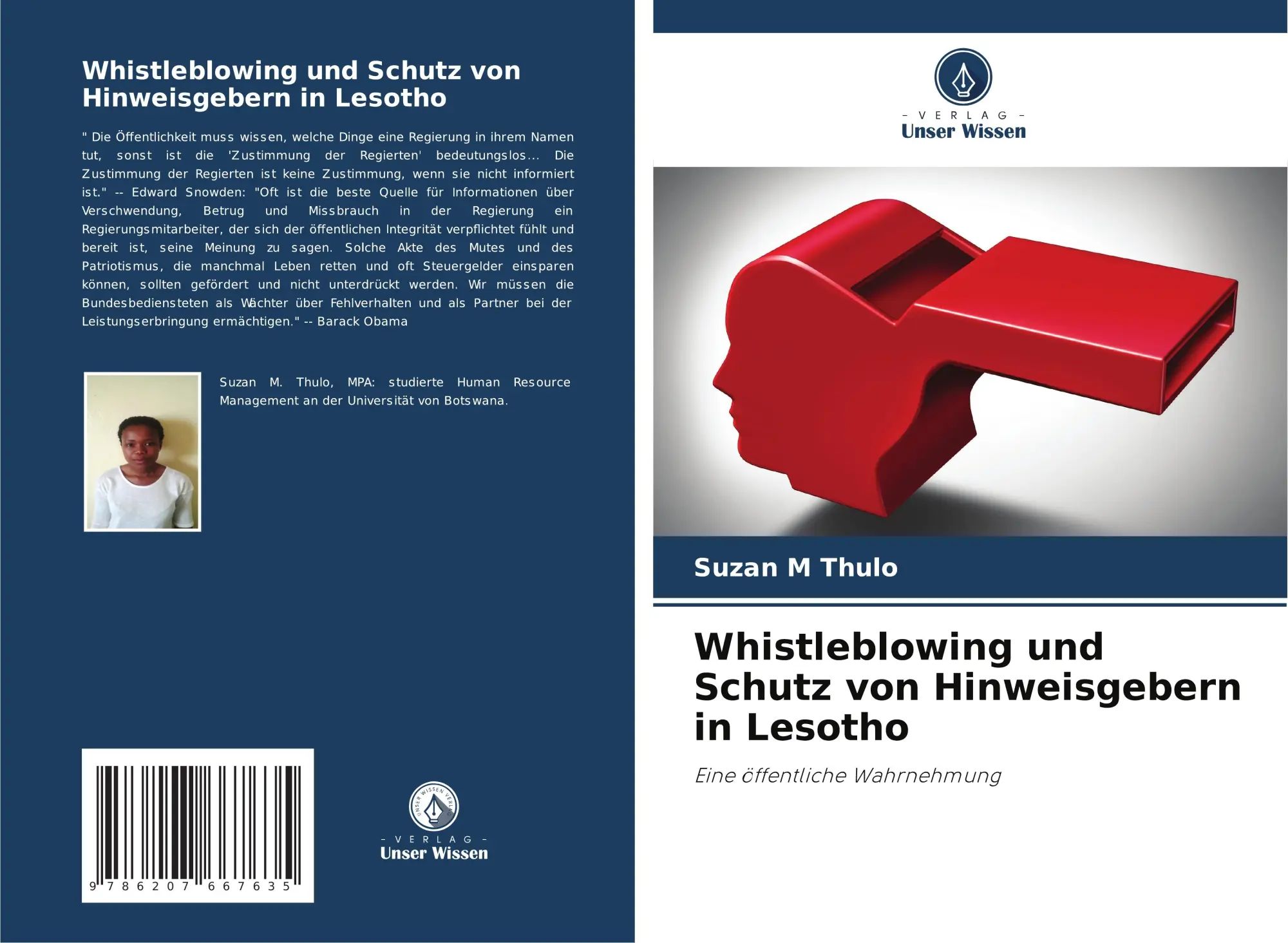 Whistleblowing und Schutz von Hinweisgebern in Lesotho / Eine öffentliche Wahrnehmung / Suzan M Thulo / Taschenbuch / 72 S. / Deutsch / 2024 / Verlag Unser Wissen / EAN 9786207667635 - Thulo, Suzan M