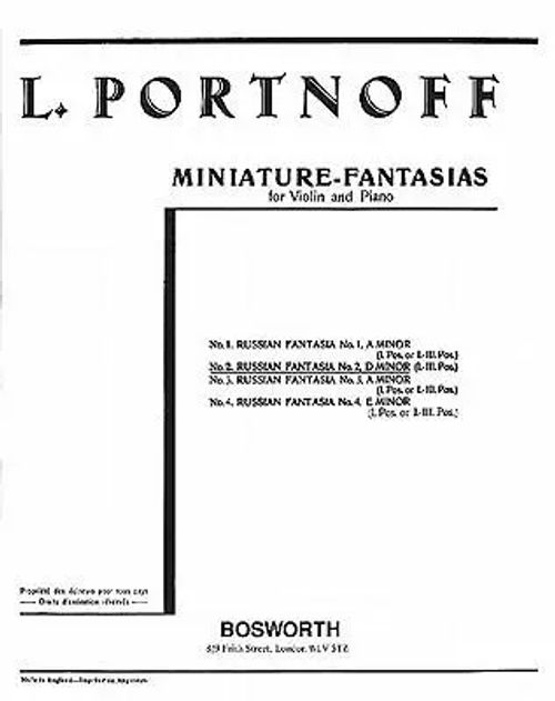 Miniature-Fantasias for Violin and Piano / Leo Portnoff / Blätter / Buch / Englisch / 2004 / Bosworth & Co. Ltd. / EAN 9780711995284